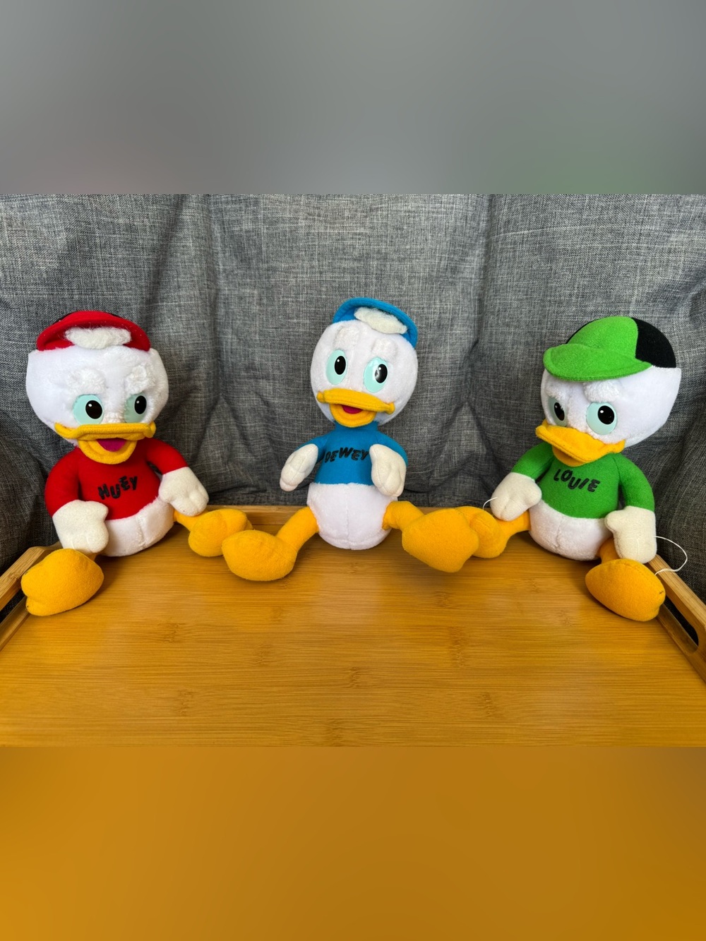 Vintage Disney Huey Dewey and Louie Plush Set - Red, Blue, Green